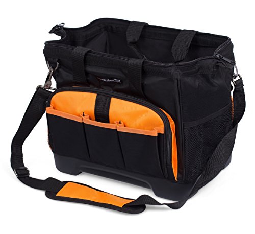Internet's Best Soft Sided Tool Bag | 14 Inch | 16 Pockets | Wide Mouth Hard Base Tool Storage and Organizer Box