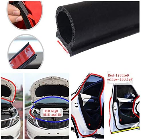D-Shape Car Door Rubber Seal EPDM Foam Weatherstripping Moulding Automotive Weather Stripping Waterproof Hollow Self Adhesive Edge Protector Truck Motor Noise Cover Trunk Black