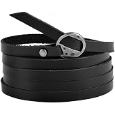 Rantanto Leather Wrap Bracelets Western Boho Adjustable Cuff For Men Women | Genuine Leather,Trendy Design,Layered Stackable Wristband,Gothic Outfit,Ideal Accessory,Perfect For Halloween,Punk Rock