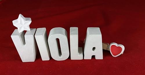 Beton, Steinguss Buchstaben 3 D Deko Schriftzug Namen VIOLA als Geschenk verpackt! Ein etwas ausgefallenes Geschenk zur Gebur