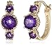 Amazon Collection 18k Yellow Gold Plated Sterling Silver Genuine African Amethyst Hoop Earrings