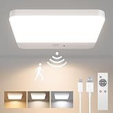FULEN Motion Sensor Ceiling Light No Wiring, Rechargeable Closet Light | Battery Operated Magnetic Mount LED Ceiling Lights for Stairs,Garage,Hallway,3 Color Temperatures,Remote Control