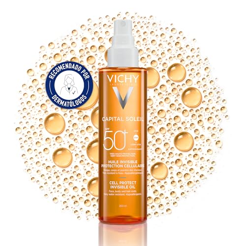 Aceite invisible Cell Protect, SPF 50+ Fotoprotector, Protege la piel del daño solar, Mejora la calidad visible de la piel, Sensación toque seco, Capital Soleil, 200ml
