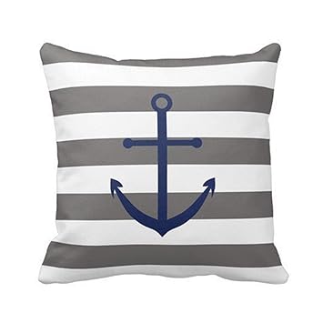 Amazon Com Dark Grey And Navy Blue Anchor Pillow Personalized