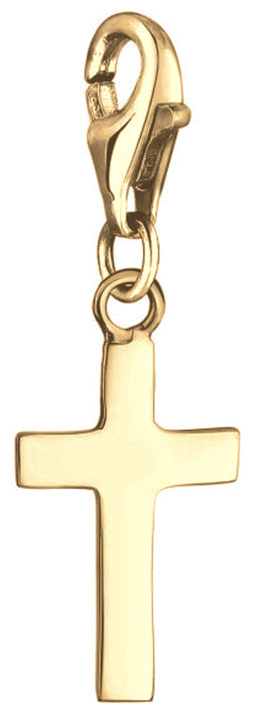 Nenalina 0401282119 Women's Cross Charm Gold-Plated 925 Sterling Silver Suitable for All Standard Charm Bracelets and Charm Bracelets Gold