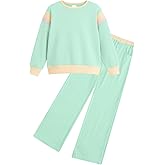 JiAmy Girls Clothing Sets 2 Piece Color Block Sweatsuit Long Sleeve Stylish Tops and Pants Clothes for 3-12 Years