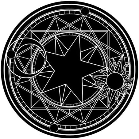 Fashionable Sakura Magic Array Black and White Pentagram Bedroom Living Room Short Crystal Velvet Round Mat Carpet (Color : Black Gold, Size : 40CM Diameter)