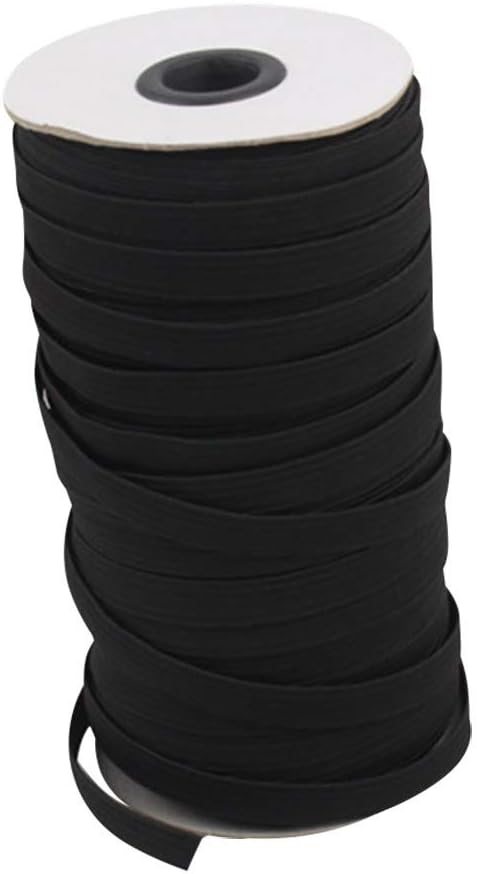 SHUDAGE Black 5M Length 1/5" Width Braided Elastic Cord/Elastic Band/Elastic Rope/Bungee/White Heavy Stretch Knit Elastic Spool for Sewing Crafts DIY, Mask, Bedspread, Cuff (Black)