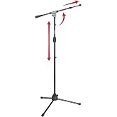 Gator Frameworks Tripod Mic Stand with Boom Arm &amp; Soft Grip Twist Clutch Height Adjustment, Includes 3/8" and 5/8" Adapters (GFW-MIC-2020)