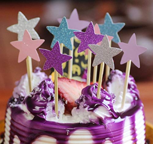 Monyus 100 Pcs Little Star Cupcake Toppers, Decorations for Baking Dessert, Birthday Party, Baby Shower, Bridal Shower, Wedding, Cocktail Forks Party