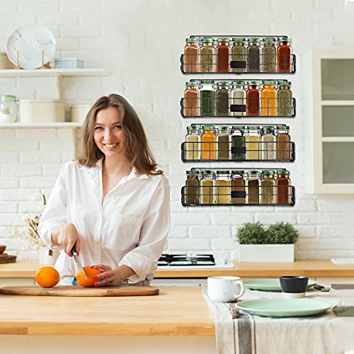 Spice Rack Wall Mount, 4 Packs Hanging Spice Rack Organizer Spice Shelf