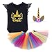 Infant Toddler 3PCS Outfit Skirt Tutu Onesie Unicorn Headband Romper Cake Smash Crown Princess Costume Christmas Dress #1 Black Lace Sleeve 12-18 Months