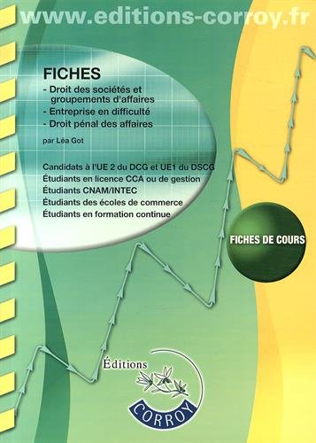 Fiches, droit des sociétés et groupements d'affaires, entreprise en difficulté, droit pénal des affaires