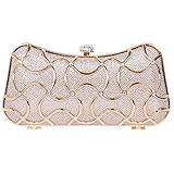 Fawziya Crystal Clutch Evening Bags For Women Clutch With Handle-Rose Gold