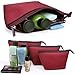 Cosmetic Bag,3 Pieces Portable Nylon Makeup Toiletry Travel Bag by EASTERN TIME(Winered)