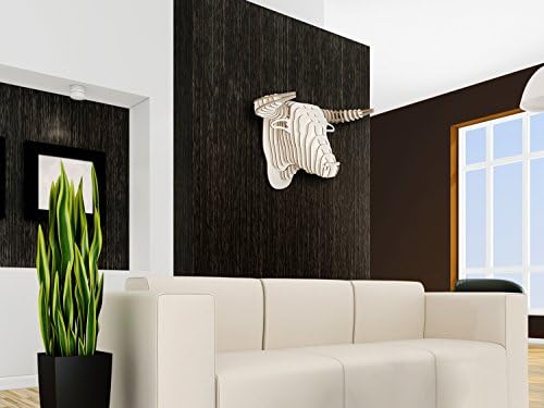 Toro Rompecabezas 3d En Madera Color Blanco Con Sujeto Cabeza De