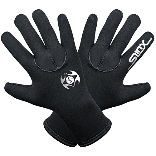 Soulfeel Diving Gloves Neoprene,3mm SCR Durable and Flexible Thermal Materials for Snorkeling Swimming Surfing Sailing Kayaking Diving(Black-M)