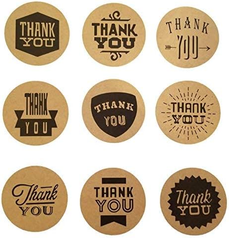 60 Stickers Rustic Natural Kraft Assorted Designs of"Thank You" Labels to fit Any Occasion by CuteBoxCo (2.19 x 1.44, Assorted"Thank You" - 1.5" Round Circle)
