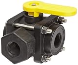 Banjo V075SL Polypropylene Side Load Ball Valve, Three Piece, Three Way, Full Port, 3/4" NPT Female