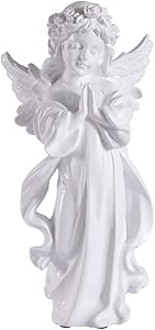 Lovecat Resin Angel Figurine, Flower Girl Decoration, Beautiful Prayer Faerie, Home Decor Fairy Prayer, Angel Statue for Birthday Valentine Christmas New Year Thanksgiving Gift (White, 30cm/11.81")