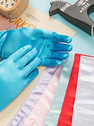 Zhanmai 6 Pairs Princess Dress Up Long Gloves Shiny Silky Satin Gloves for Kids Party, Wedding, Formal Pageant, Ages 3 to 8 Years Old (6 Colors) - Thumbnail 5