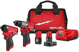 AIROXY 3497-22 For Milwaukee M12 FUEL 12V Cordless Li-Ion 2-Tool Combo Kit w/ 2 Batteries