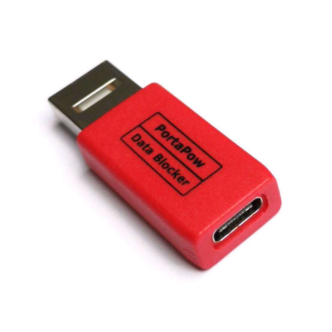 PortaPow USB-A to USB-C Data Blocker, red, 1