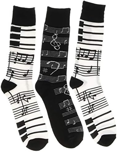 Everbright Men's Music Theme Crew Socks, (3 Pr), One Size,