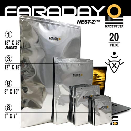 Faraday Defense 20pc Kit NESTZ Faraday Bag EMP/SolarFlare Prepper