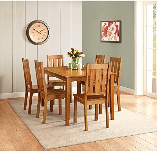 KITCHEN TABLE and CHAIRS 7 PIECE Wood DINNING Set for 6 Honey Finish