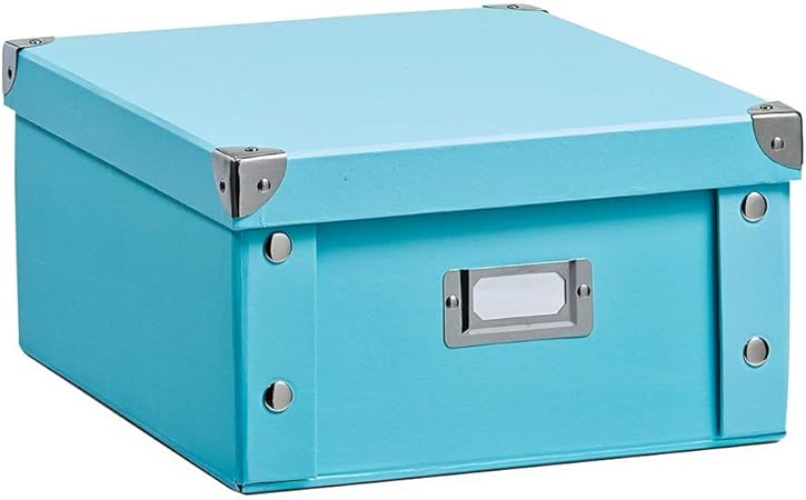 Zeller 17862 Caja de almacenaje de cartón Azul (Aqua) 31 x 26 x 14 cm: Amazon.es: Hogar