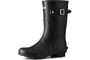 HISEA Women's Mid Calf Rubber Rain Boots Waterproof Wellington Garden Boots