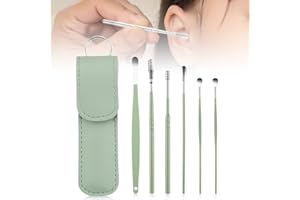 Runsgo Ear Cleaner,The Most Professional Ear Cleaning Master in 2024,Ear Cleaning Kit,Ear Cleaner Earwax Removal Tools with Pu Leather Case (Green)
