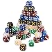 AUSTOR 50 Pieces 6 Sided Game Dice Set 5 Pearl Colors Round Edges Dice for Tenzi, Farkle, Yahtzee, Bunco or Teaching Math with Velvet Pouch