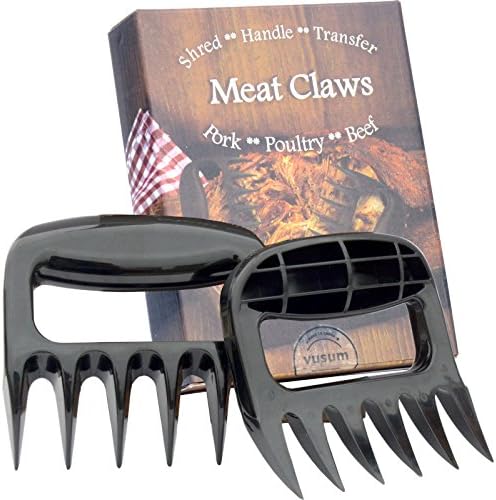 BBQ Bear Paws Meat Pulled Pork Shredder Claws Set Barbecue Meat Handler Forks (1 Set 2PCS,Black,Solid Paws)
