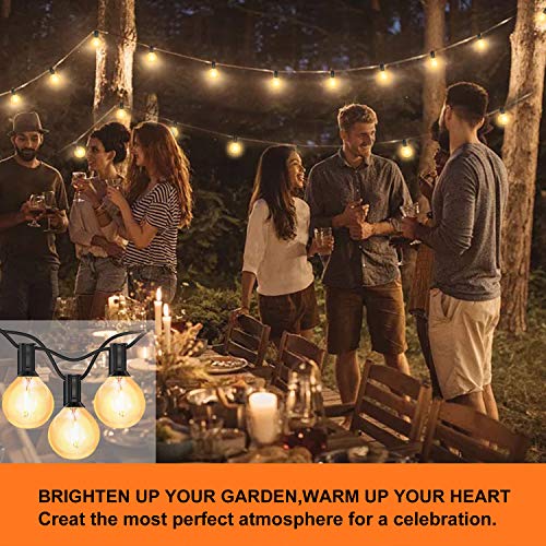 Solar String Lights,BEIEN Waterproof LED Indoor/Outdoor Hanging Umbrella Lights with 27 G40 Bulbs&4 Light Modes-27FT Heavy Duty Patio Lights with 4400mAh Solar Battery for Patio,Backyard,Garden,Bistro