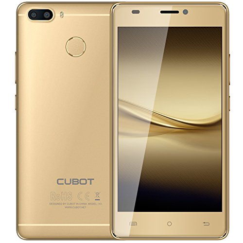 CUBOT H3 Android 7.0 Smartphone Libre 4G-LTE Daul Sim, Batería 6000 mAh, 3GB + 32GB Sensor huella Deteccion?Cámara principal de 16MP/cámara frontal de 13MP, pantalla táctil 5?? curva 2.5D, GPS,Oro