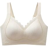Seamless Bras for Women No Underwire Breathable Lace Bralettes Wireless Push Up Scalloped Full Coverage Everyday Bra