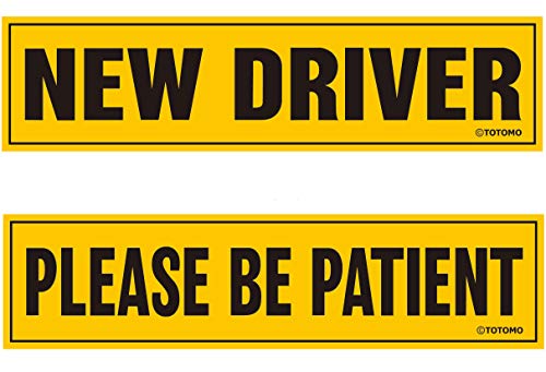 TOTOMO New Driver Please be Patient Magnet Sticker - 12"x3" Highly Reflective Premium Quality Car Safety Caution Sign for New and Student Drivers #SDM09