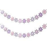 2PCS Purple Daisy Party Decorations Banner,Boho Daisy Decor Groovy Party Decorations Birthday Garland Banners Spring Daisy Flower Paper Cutouts Bunting Banner Flags for Party Supplies Home Room Decor