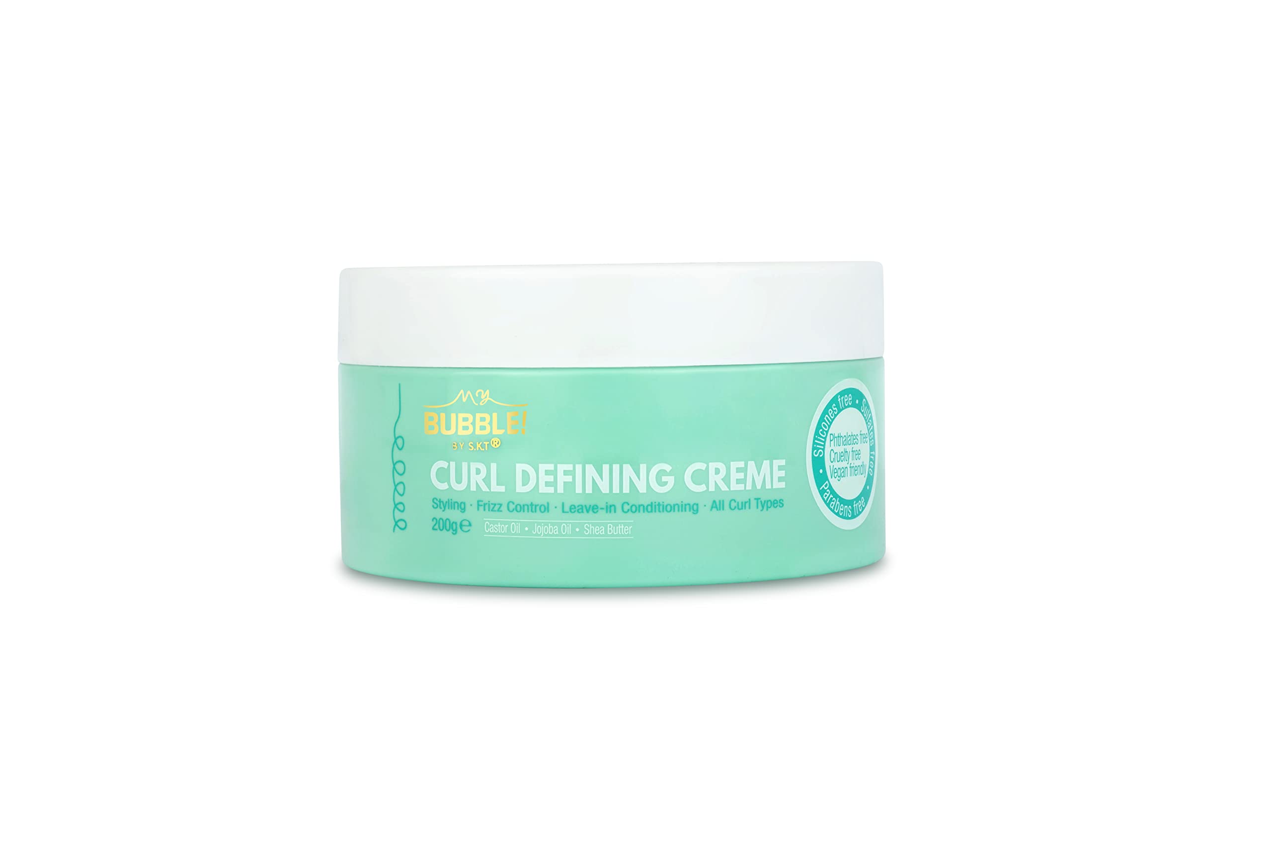 My Bubble! Curl Defining Creme 200g with Castor, Jojoba & Shea Butter for all curly hair types, vegan, silicone free, parabens free, sulfates free, curly girl method approved
