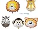 King's Store,5pc Jungle Animals Balloons Birthday Party Decorations Lion Tiger Monkey Zebra The Giraffe
