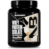 NutraBio 100% Whey Protein Isolate Protein Powder, 25g Protein with Complete Amino Acid Profile, Non-GMO, Soy &amp; Gluten Free, Low Carb, Low Calorie Whey Protein Powder, Creamy Vanilla, 20 Servings