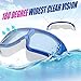 USHAKE Adult Swim Goggles, Large Swimming Goggles with Anti-Fog Light Blue Lens for Adult or Youth Outdoor Ocean Swimming Goggles