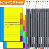 4 x 6 in Divider 60 ruled sticky notes with tag 2 pack, 10 colored bullet journal pens fine point tip markers, Organizing School & Office Supplies, Sticky Journals Page tabs, 6 Assorted Vibrant Colors