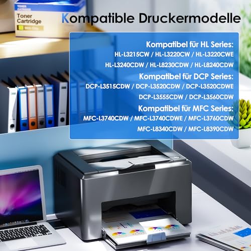 TN248XL TN-248XL with Chip Compatible with TN248 TN 248 XL for Brother MFC-L3760CDW Toner MFC-L3740CDW MFC-L3740CDWE DCP-L3560CDW DCP-L3520CDW HL-L3220CWE MFC-L8390CDW HL-L-L8390CDW HL-L-L3520CDW