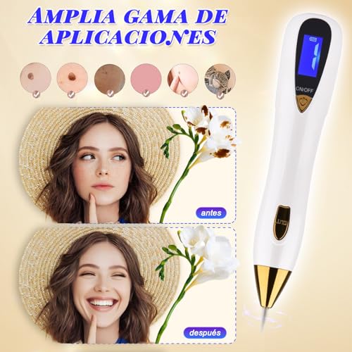 Plasma Pen Dispositivo de Belleza Para La Eliminación de Imperfecciones Comunes de la Piel con pantalla LED. 10 niveles de intensidad de Intend Ajustables. 1 Gruesa y 10 s Finas san valentín regalos