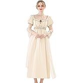 NSPSTT Beige Regency Dress for Women Victorian Ball Gown Plus Size Empire Waist Dress 4 Pcs Set
