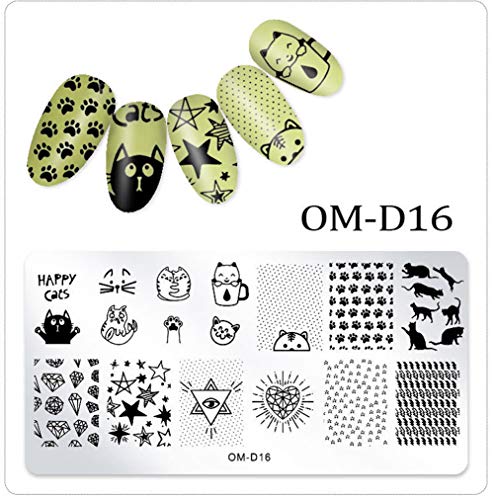 WOKOTO 5Pcs Nail Art Plates Stamping Set Fruit Animal Cat Panda Mandala Image Design Plates Stamping Nail Art Kit With Stamper And Scraper Kit