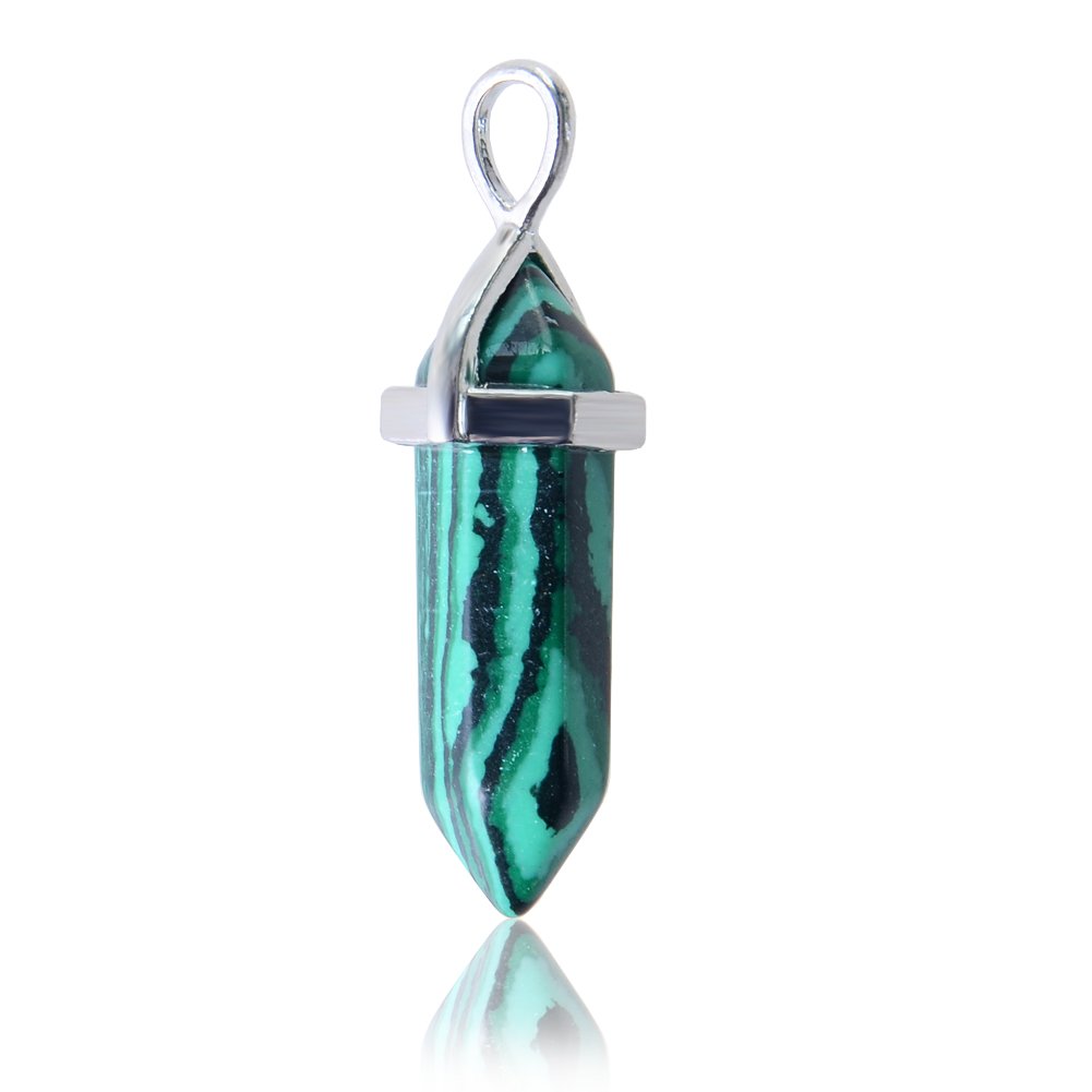 Aituo Gorgeous Quartz Crystal Healing Stones Point Chakra Cut Gemstone Natural Stone Pendants for Necklace Jewelry Making -Malachite